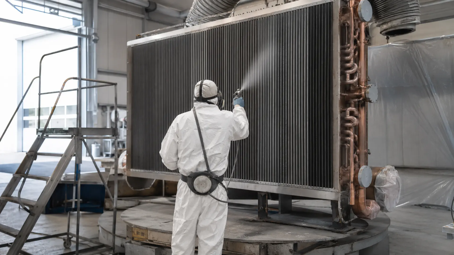 Batterie ailetée d'échangeur thermique en gros plan