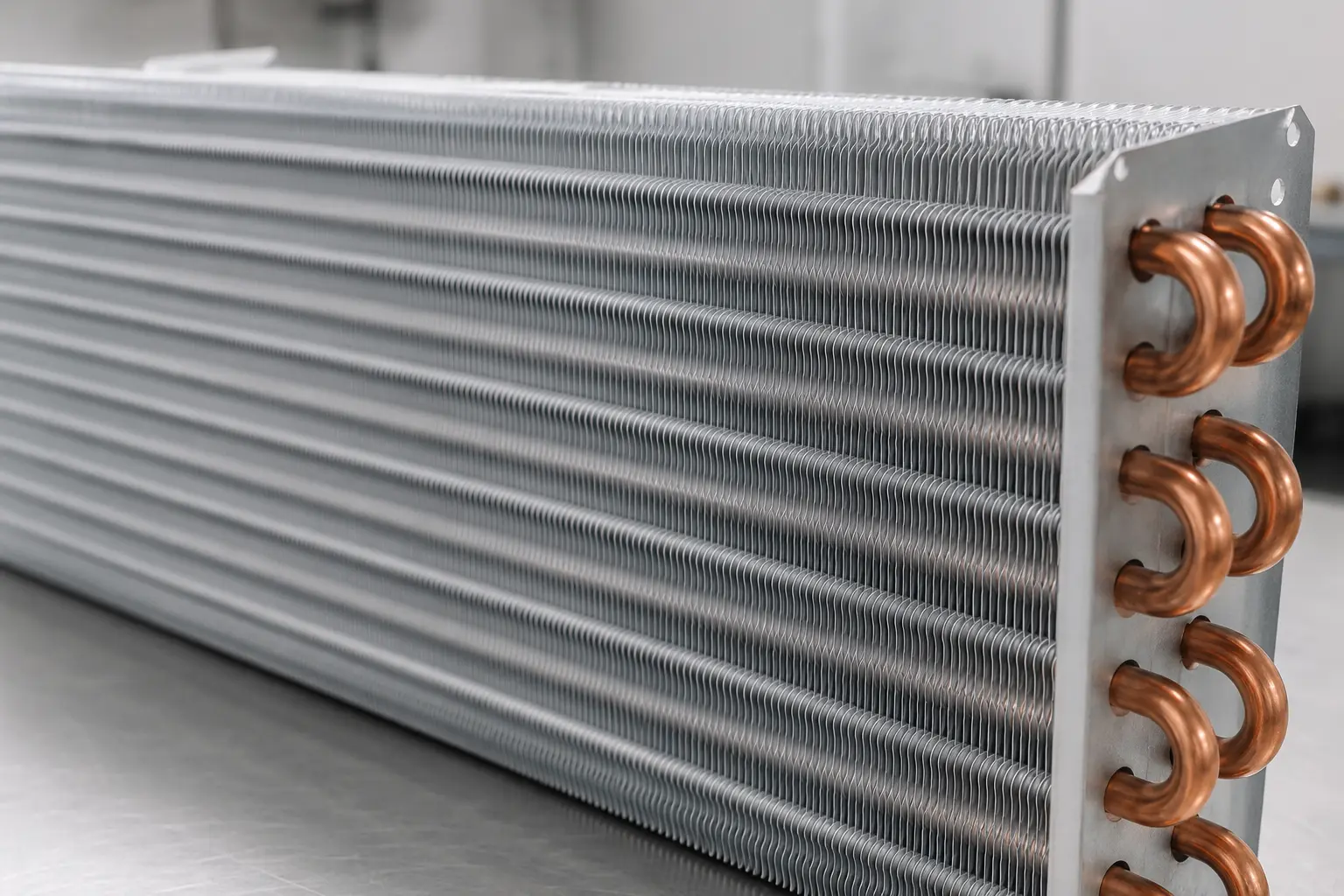Film mince et régulier sur une batterie ailetée aluminium-cuivre